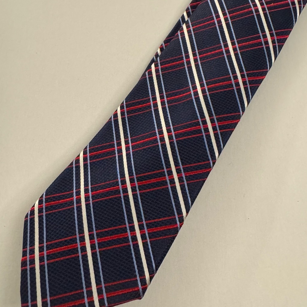 Tommy Hilfiger Classic Navy Plaid Tie patriotic OO